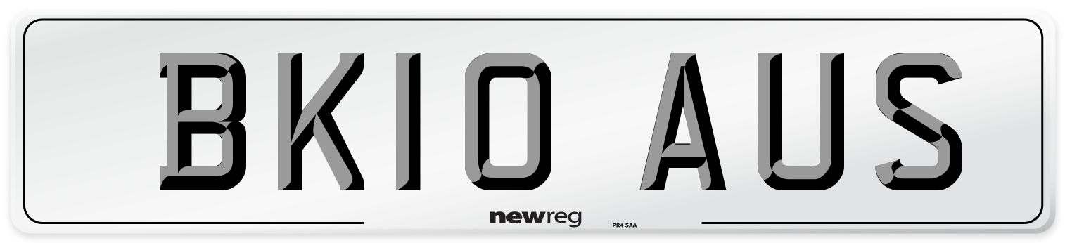 BK10 AUS Number Plate from New Reg